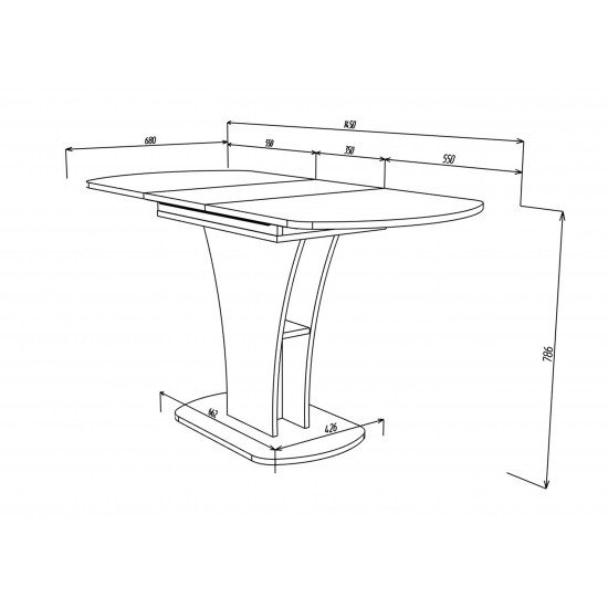 Стол обеденный раскладной Sheridan 110(145)x68 см Белая Аляска / Индастриал 12