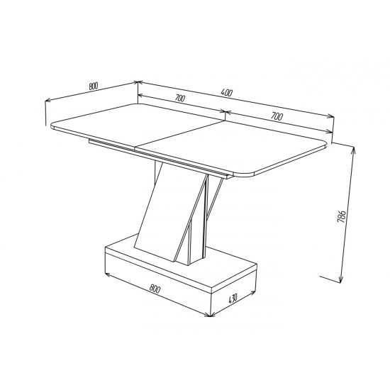 Стол обеденный Carvelo 140(180)x80 Белая Аляска / Черный Униколор 7