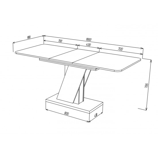 Стол обеденный Carvelo 140(180)x80 Белая Аляска / Черный Униколор 8