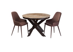 Стол обеденный раскладной керамика Moon Brown Marble 110X110(140) Коричневый