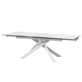 Стіл обідній розкладний керамічний Gracio Straturario White 90X160(240) Білий