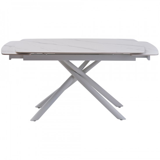 Стол обеденный раскладной Palermo White Marble керамика 90X140(200) Белый 5