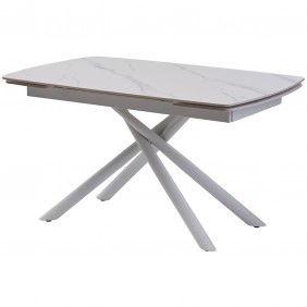 Стол обеденный раскладной Palermo White Marble керамика 90X140(200) Белый