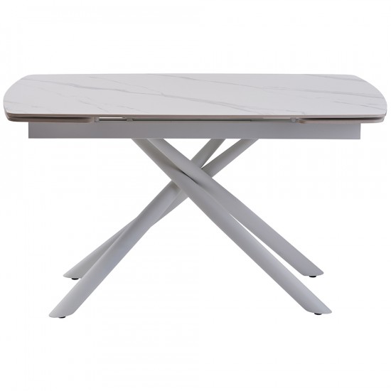 Стол обеденный раскладной Palermo White Marble керамика 90X140(200) Белый 6