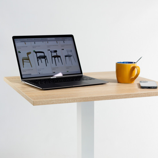 Стол Tetra light 80 х 80 белый металл / дуб ДСП (текстура) 7