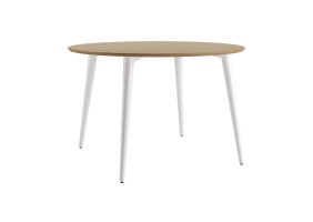 Стол Dan d-120 белый/натуральный дуб