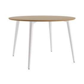 Стол Dan d-120 белый/натуральный дуб