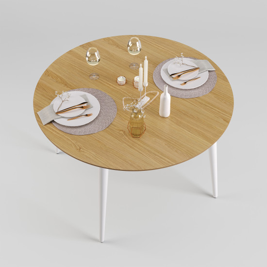 Стол Dan d-120 белый/натуральный дуб 3