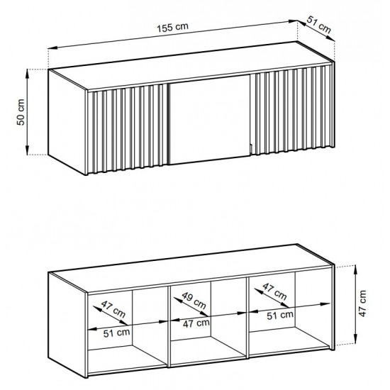 Тумба-надставка Неллі / Nelly 3D 3-дверна Графіт/дуб артизан 155х51х50 см. 4