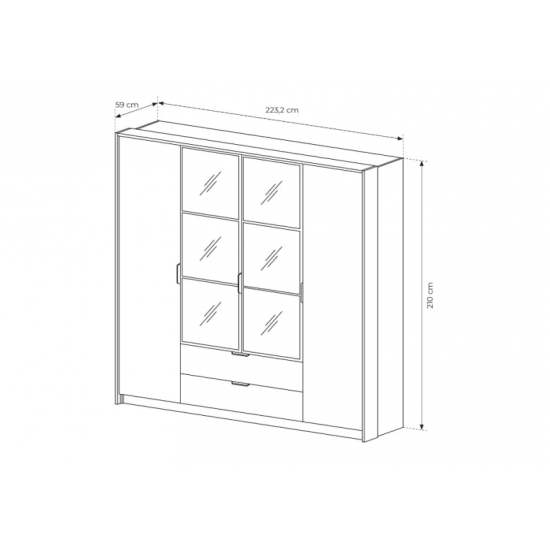 Шкаф для одежды Милтон/Milton 4-дверный с зеркалом 4D2S/220 Каштан/антрацит Ш224xВ210 см. 5