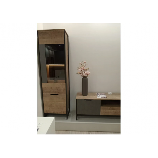 Витрина высокая Арден/Arden 2-дверная 2D1W/56 Дуб санд гранж/матера Ш56xВ195 см. Витрина высокая 12