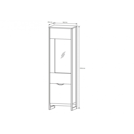 Витрина высокая Арден/Arden 2-дверная 2D1W/56 Дуб санд гранж/матера Ш56xВ195 см. Витрина высокая 5