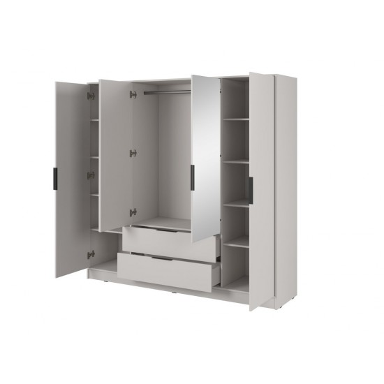 Шкаф для одежды Келли / Kelly 4DL 4-дверный с зеркалом Кашемир 206х51х200 см. 3