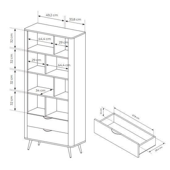 Стелаж Веріс / Veris 2S/88 з 2 шухлядами Дуб дунін/чорний 8