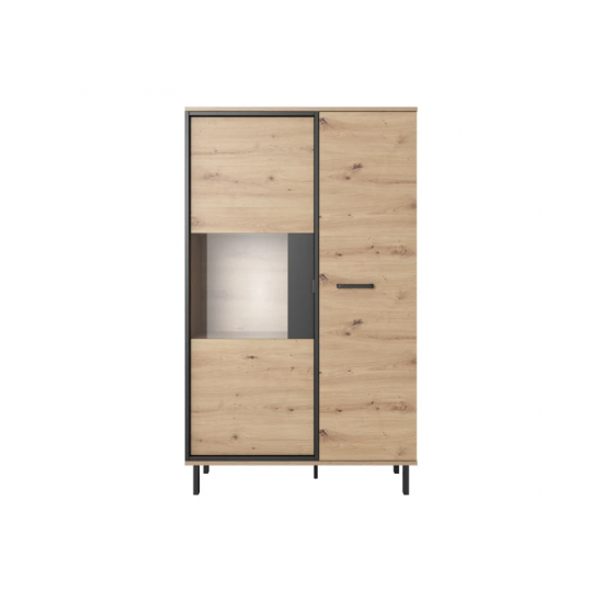 Витрина низкая Нест/Nest 2-дверная 2D1W/90 Дуб артизан/антрацит Ш90xВ151 см. 2