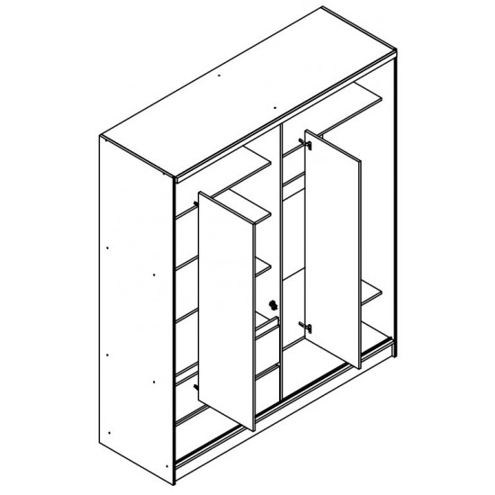 Шафа напівкупе для одягу Сара / Sara 200 3-дверна з дзеркалом Білий 204х61х214 см. 5