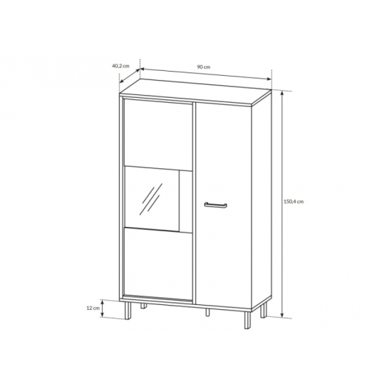 Витрина низкая Нест/Nest 2-дверная 2D1W/90 Дуб артизан/антрацит Ш90xВ151 см. 4
