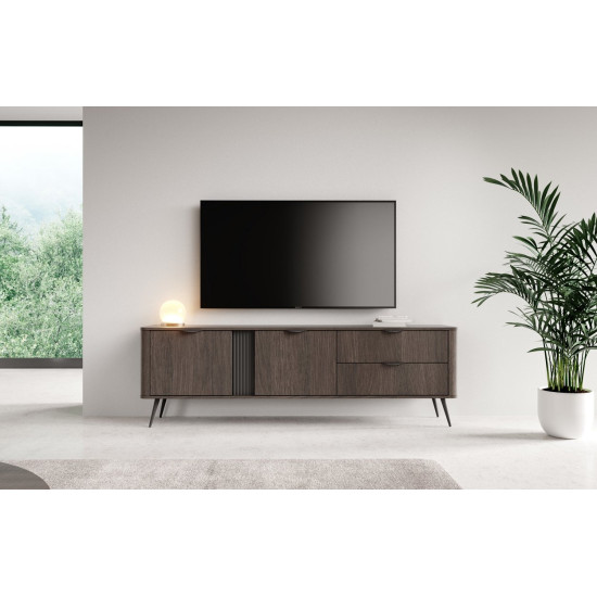 Тумба під ТВ Веріс / Veris 2D2S/195 2-дверна з 2 шухлядами Дуб дунін/чорний 9