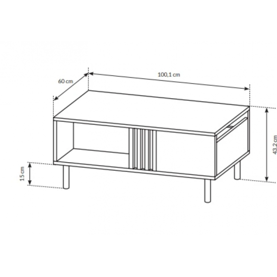 Стіл журнальний Мадіс / Madis 100 Дуб артизан/антрацит 100x60x43 см. 3