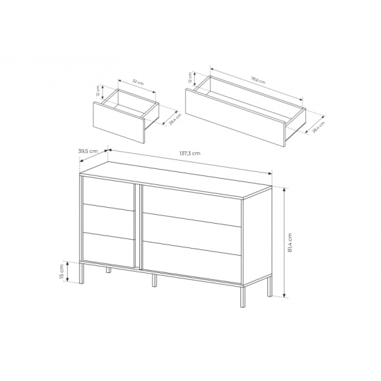 Комод Даст/Dast с 6 ящиками 6S/138 Бежевый Ш138xВ82 см. 3