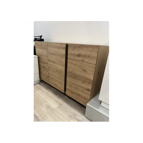 Комод Арко / Arco 2-дверный с 4 ящиками 2D4S/138 Дуб артизан/графит Ш138xВ91 см. 4