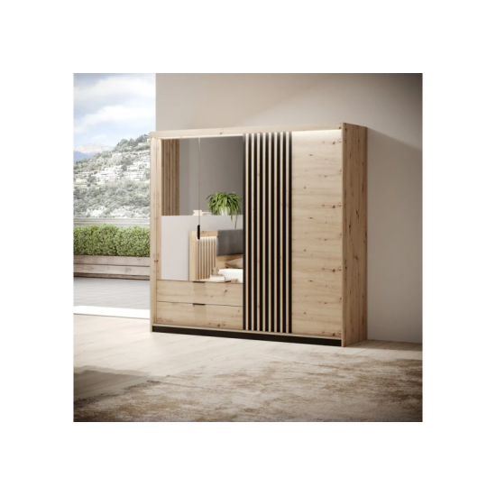 Шафа напівкупе для одягу Таллі / Tally 4-дверна з дзеркалом 4D2S/220 Дуб артизан/антрацит Ш220xВ211 см. 13