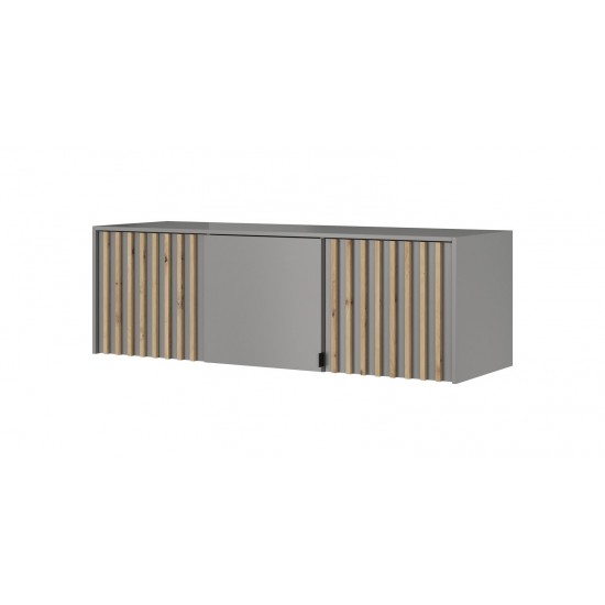 Тумба-надставка Неллі / Nelly 3D 3-дверна Сірий/дуб артизан 155х51х50 см. 1