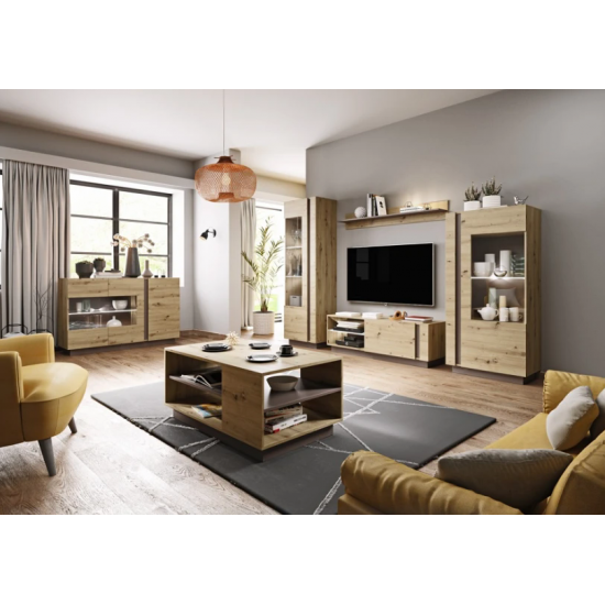 Витрина высокая Арко/Arco 1-дверная 1D1W/60 Дуб артизан/графит Ш60xВ194 см. 7