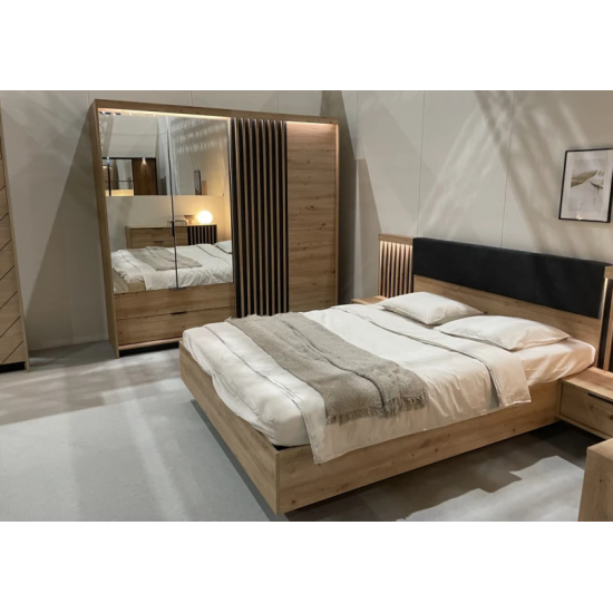Шафа напівкупе для одягу Таллі / Tally 4-дверна з дзеркалом 4D2S/220 Дуб артизан/антрацит Ш220xВ211 см. 11