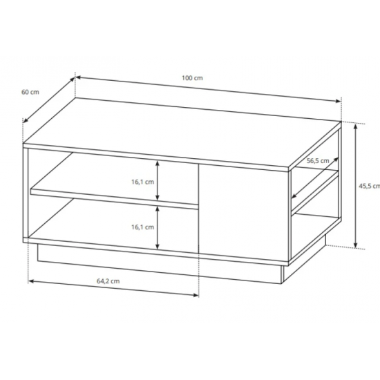 Стол журнальный 3Д/3D 100 Белый/дуб золотой крафт 100x60x46 см. 3