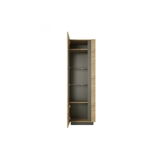 Витрина высокая Арко/Arco 1-дверная 1D1W/60 Дуб артизан/графит Ш60xВ194 см. 2