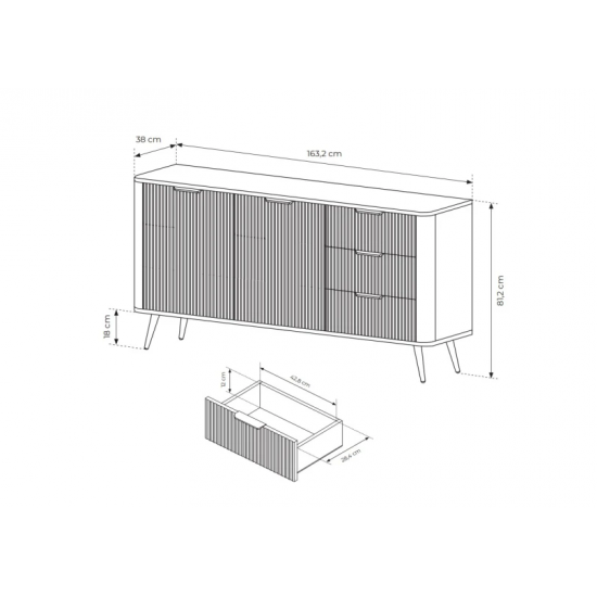 Комод Ланте/Lante 2-дверный с 3 ящиками 2D3S/163 Бежевый Ш163xВ81 см. 11