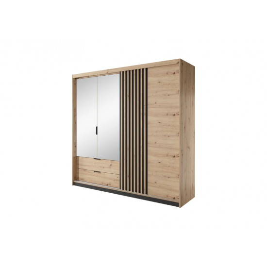 Шафа напівкупе для одягу Таллі / Tally 4-дверна з дзеркалом 4D2S/220 Дуб артизан/антрацит Ш220xВ211 см. 2
