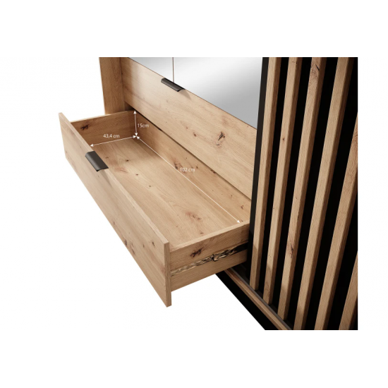 Шафа напівкупе для одягу Таллі / Tally 4-дверна з дзеркалом 4D2S/220 Дуб артизан/антрацит Ш220xВ211 см. 5