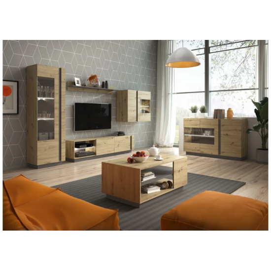 Витрина высокая Арко/Arco 1-дверная 1D1W/60 Дуб артизан/графит Ш60xВ194 см. 6
