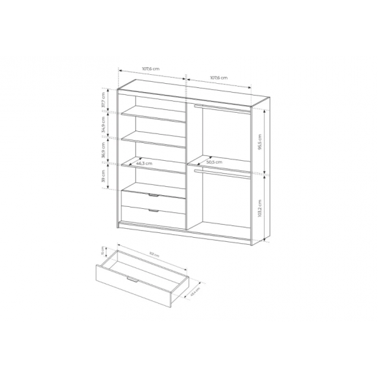 Шафа напівкупе для одягу Таллі / Tally 4-дверна з дзеркалом 4D2S/220 Дуб артизан/антрацит Ш220xВ211 см. 8