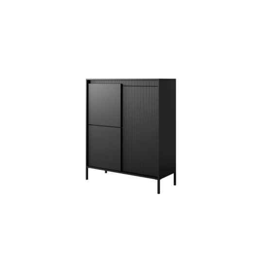 Комод высокий Сенсо/Senso 3-дверный 3D Черный Ш103xВ123 см. 5