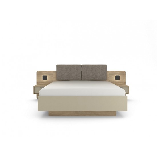 Ліжко (каркас) Летто / Letto 160 двоспальне з тумбами приліжковими та підсвіткою Дуб терра темний/сірий кам'яний 2