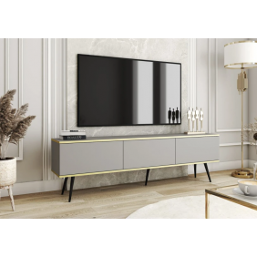 Тумба під телевізор Оро / Oro 3-дверна з чорними ніжками RTV175 Сірий Ш175xВ53 см.
