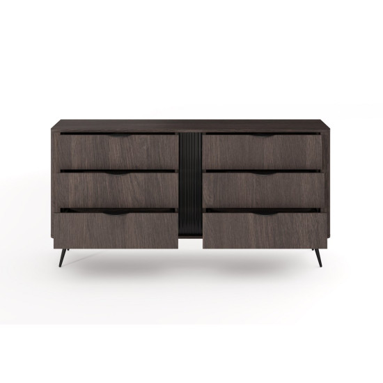 Комод Веріс / Veris 6S/163 з 6 шухлядами Дуб дунін/чорний 2