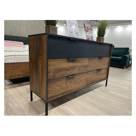 Комод Милтон/Milton с 6 ящиками 6S/138 Каштан/антрацит Ш138xВ82 см. 6