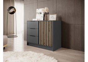 Комод Неллі / Nelly 2D 1-дверний з 3 шухлядами Графіт/дуб артизан 105х45х86 см.