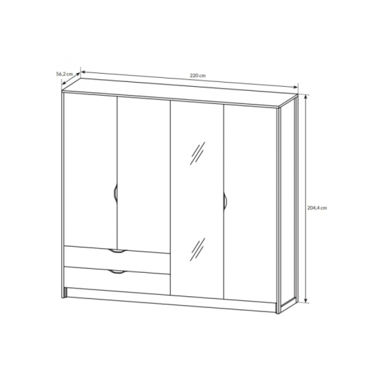 Шафа для одягу Арден / Arden 4-дверна з дзеркалом 4D2S/220 Дуб санд гранж/матера Ш220xВ205 см. 16