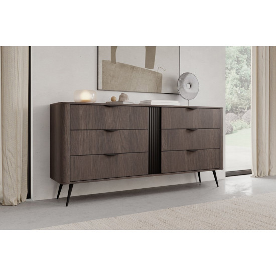 Комод Веріс / Veris 6S/163 з 6 шухлядами Дуб дунін/чорний 7