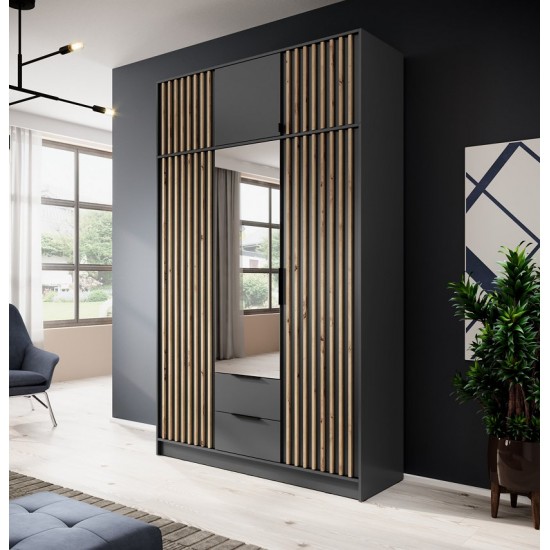 Тумба-надставка Неллі / Nelly 4D 4-дверна Графіт/дуб артизан 206х51х50 см. 3