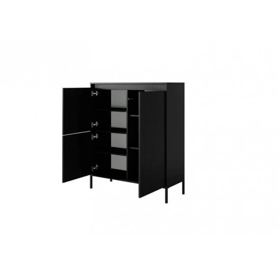 Комод высокий Сенсо/Senso 3-дверный 3D Черный Ш103xВ123 см. 6