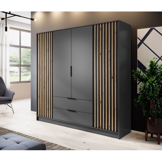 Шафа для одягу Неллі / Nelly 4D 4-дверна Графіт/дуб артизан 206х51х200 см. 4