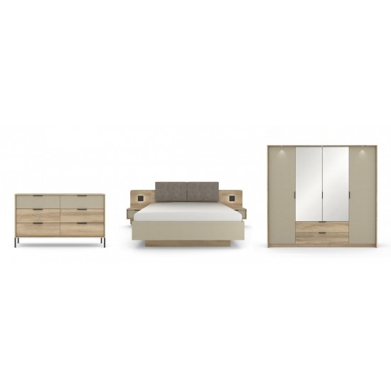 Шкаф для одежды Летто / Letto 4D2S/220 4-дверный Дуб терра темный/серый каменный 3