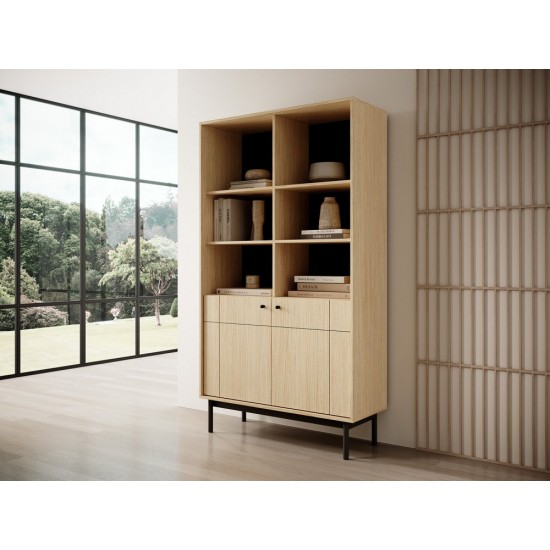 Стеллаж Perfect Home Джапанді / Japandi R104 2-дверный Дуб линеа 7