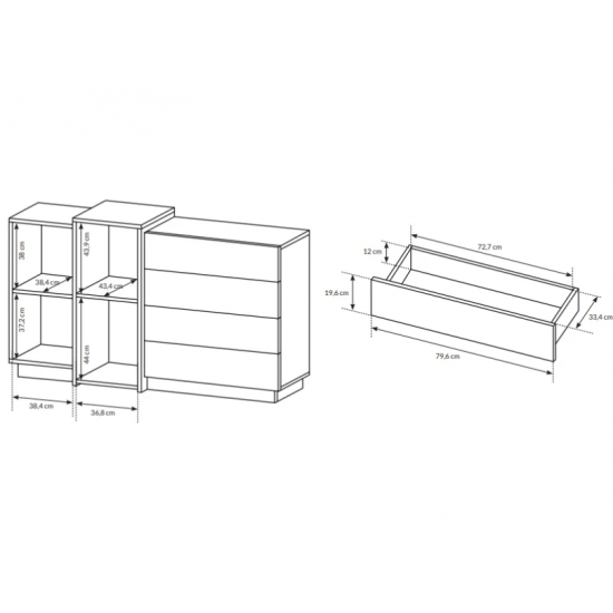 Комод 3Д/3D 2-дверный с 4 ящиками 2D4S/160 Белый/дуб крафт золотой Ш160xВ94 см. 6